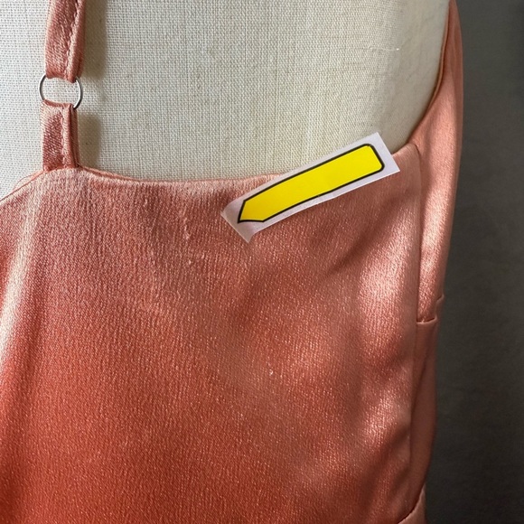 Lulus Dream of Dancing Coral Satin Twist-Front Skater Dress Women’s Sz M - Picture 14 of 14